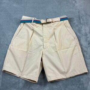 NWOT Vtg  Gitano For Men Pleated Chino Shorts Tan Beige Belted Size 32 90s Retro